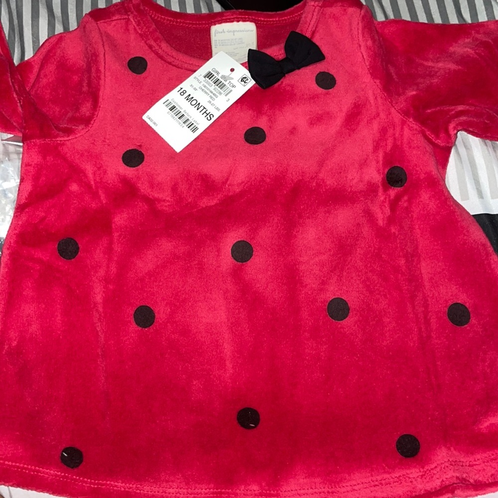 Red First impressions long sleeve shirt, size 18months.